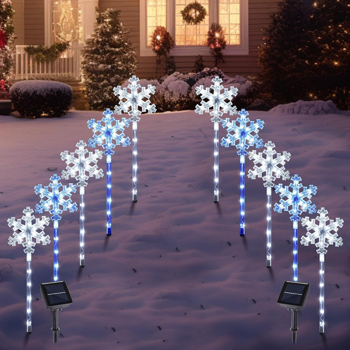 Solar Snowflake Pathway Lights, 10 Pack