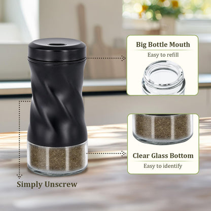 Glass Salt and Pepper Shakers, Adjustable, 4 oz, Set of 2