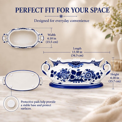 Blue and White Oval Footbath Planter