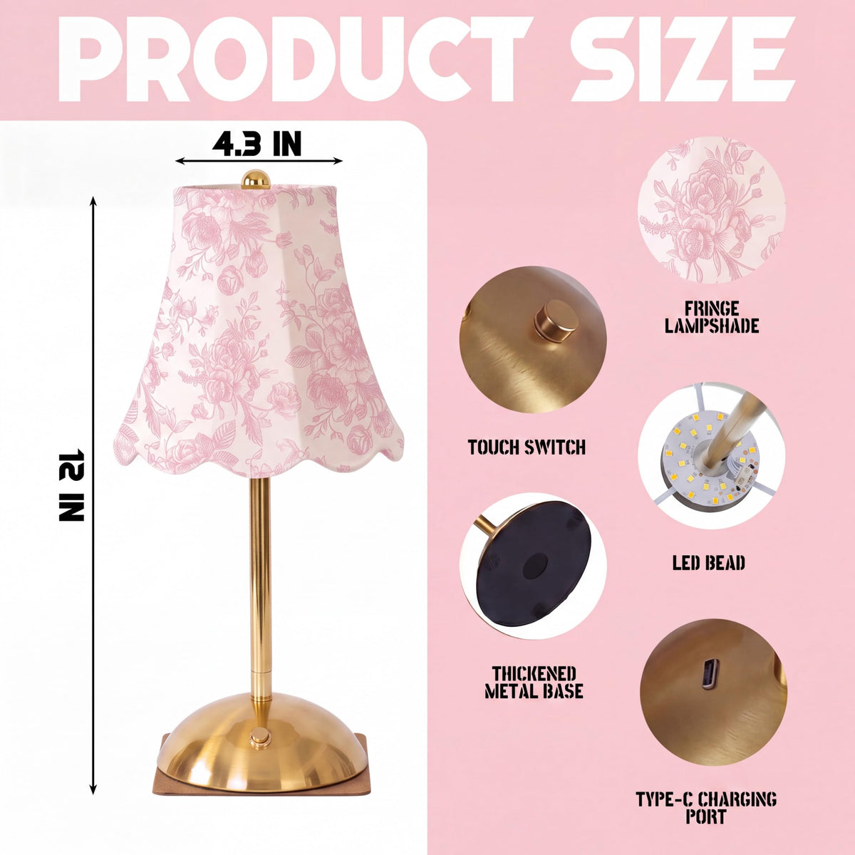 Blue Floral Cordless Table Lamp