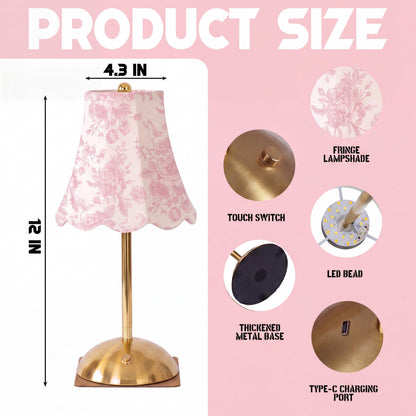Blue Floral Cordless Table Lamp