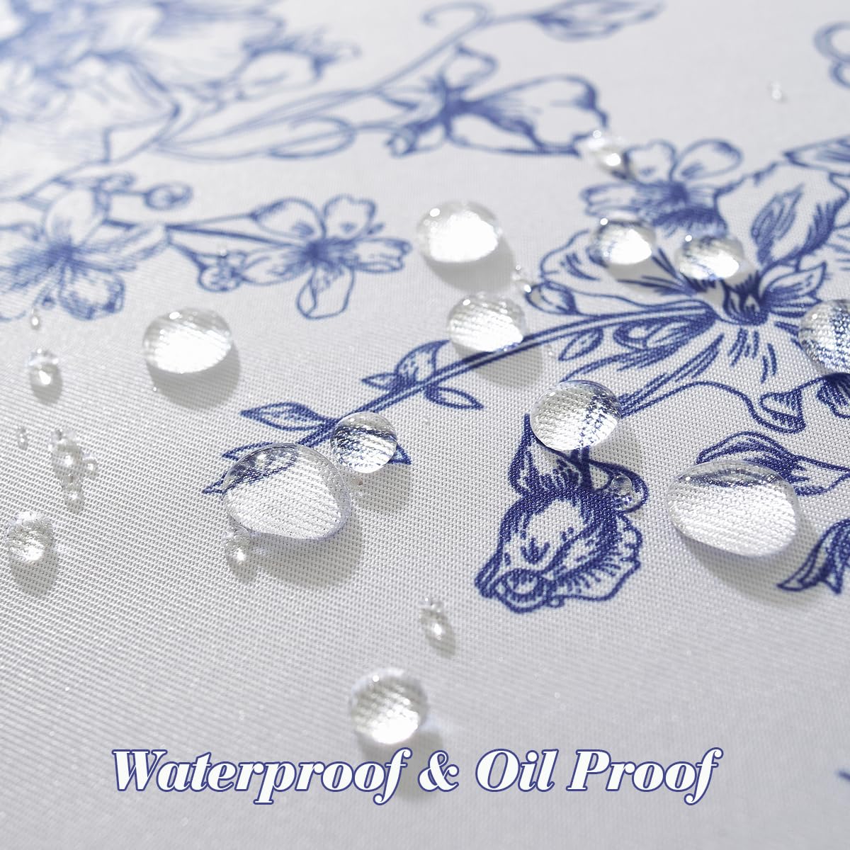 Blue and White Floral Tablecloth, Rectangle