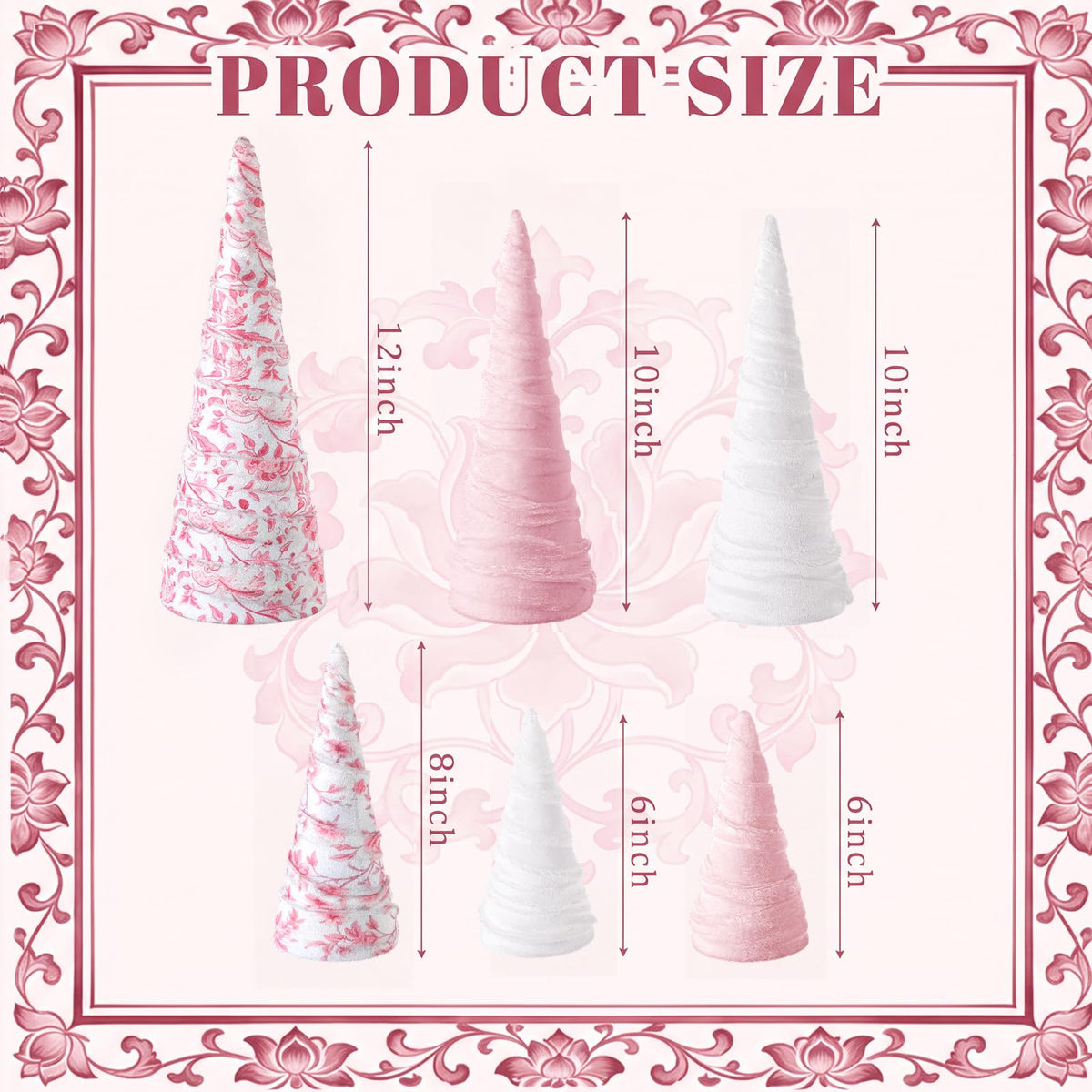 Chinoiserie Velvet Christmas Trees, Set of 6