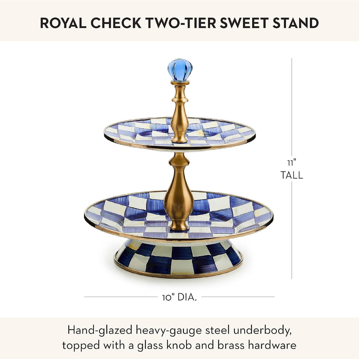 MacKenzie-Childs Two-Tier Sweet Stand, Royal Check