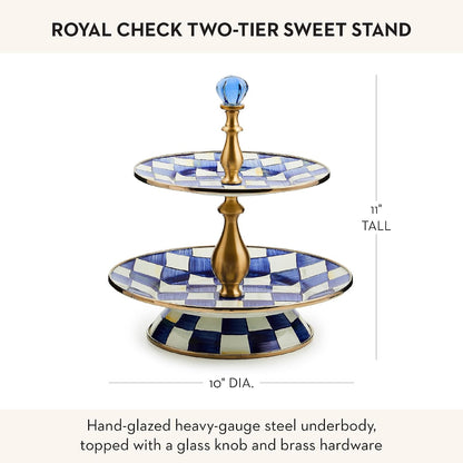 MacKenzie-Childs Two-Tier Sweet Stand, Royal Check