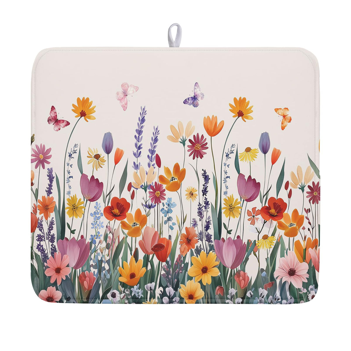 Blue Chinoiserie Floral Dish Drying Mat