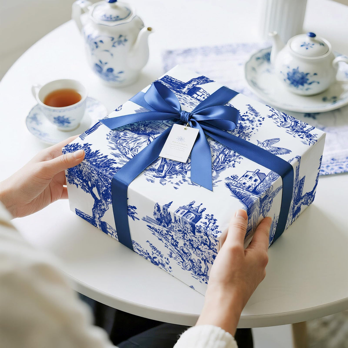 Reversible Toile Christmas Wrapping Paper