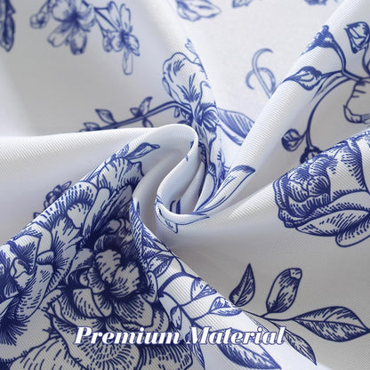 Blue and White Floral Tablecloth, Rectangle