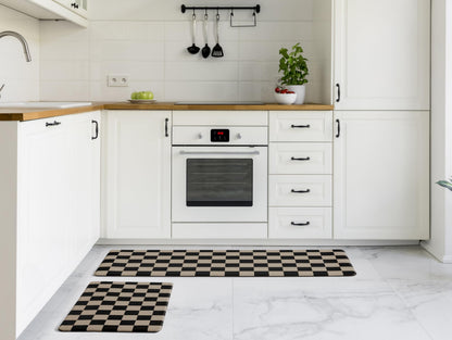 Navy Checkered Kitchen Mats, Set of 2