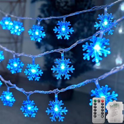 Blue Snowflake String Lights, 20 ft