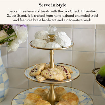 MacKenzie-Childs Two-Tier Sweet Stand, Royal Check