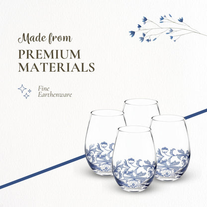Spode Blue Italian Wine Glasses, Set of 4