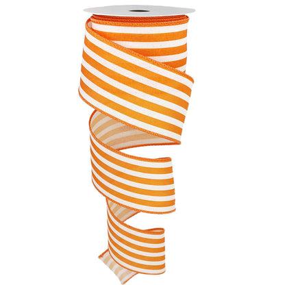 Royal Blue and White Striped Wired Ribbon, 2.5 Inch