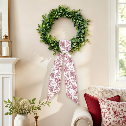 Blue Chinoiserie Floral Wreath Sash, Set of 2