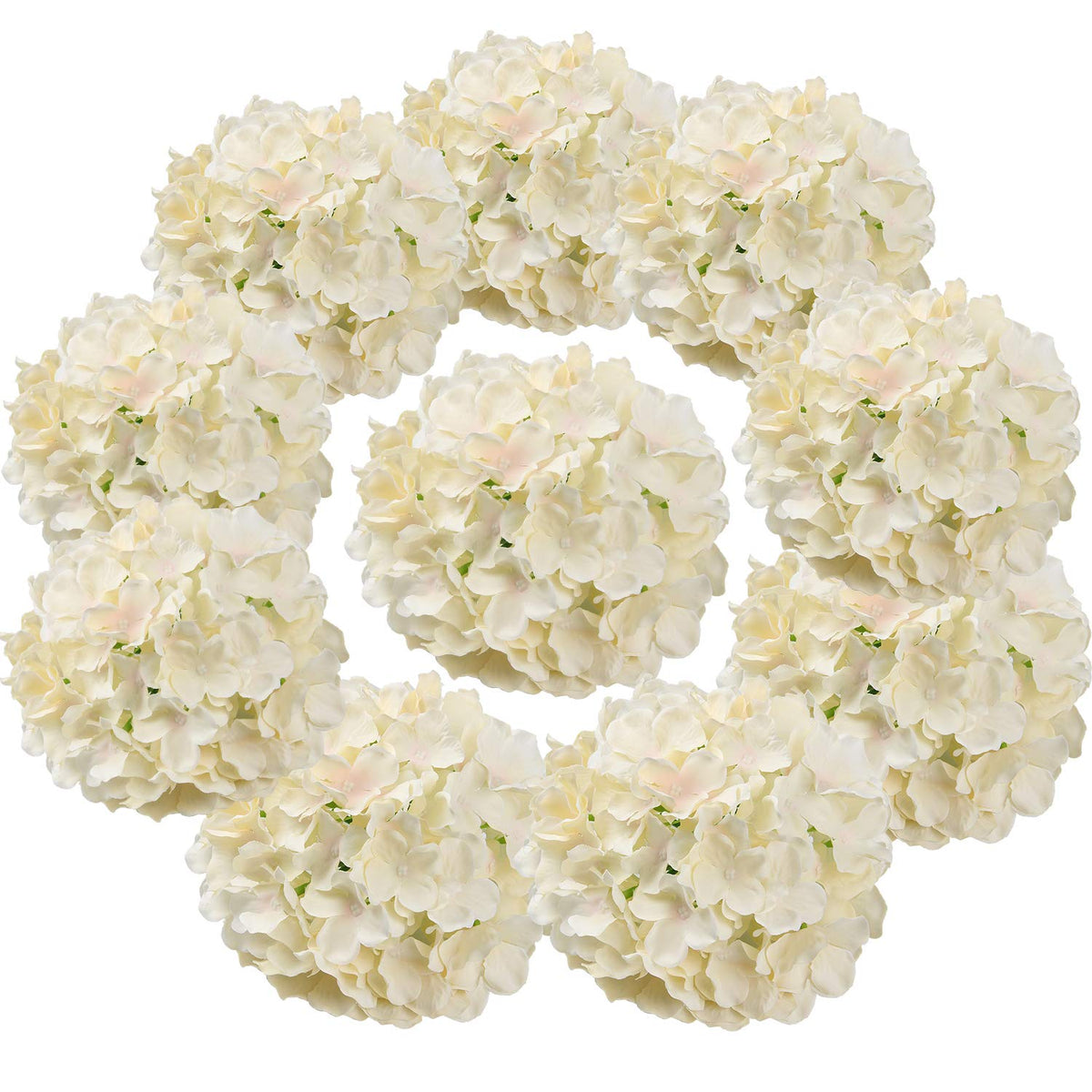 Silk Hydrangea Heads with Stems, Pack of 10