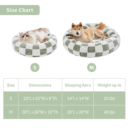 Blue Checkered Round Dog Bed