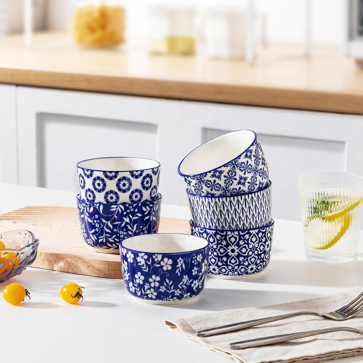Floral Ceramic Ramekins, Set of 6