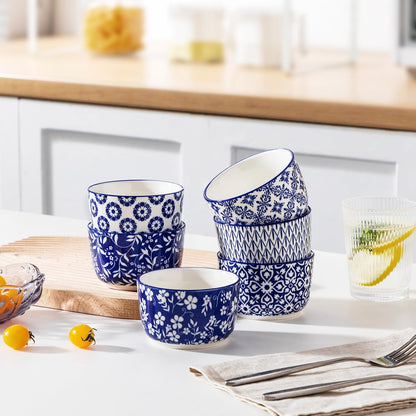 Floral Ceramic Ramekins, Set of 6
