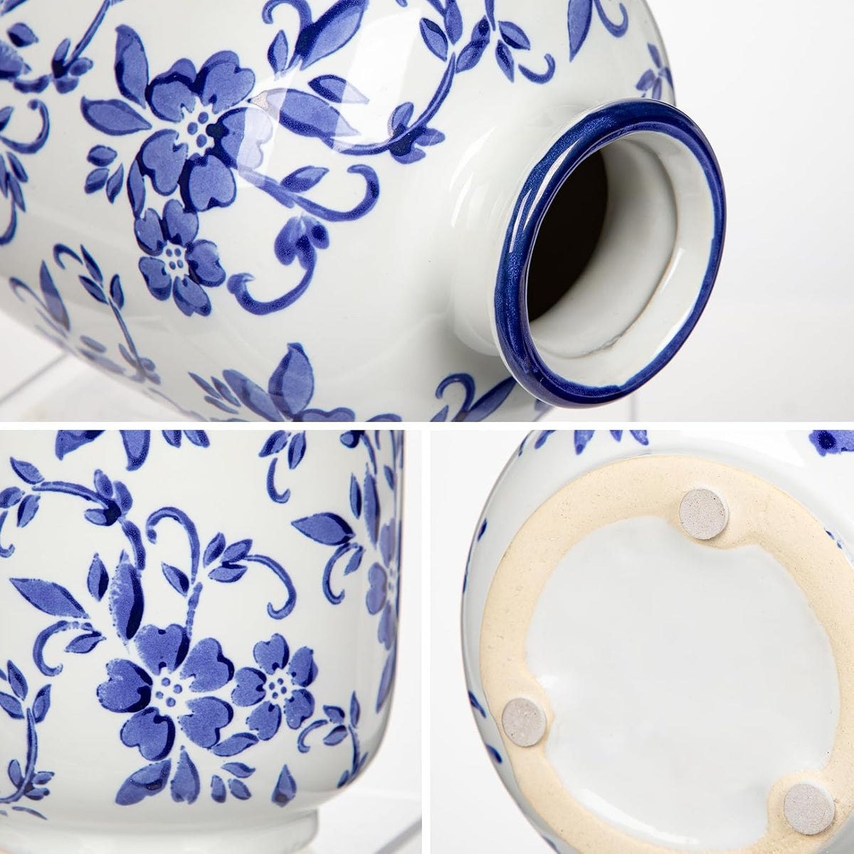 Hollyone Blue and White Chinoiserie Bottle Vase, 7 Inch