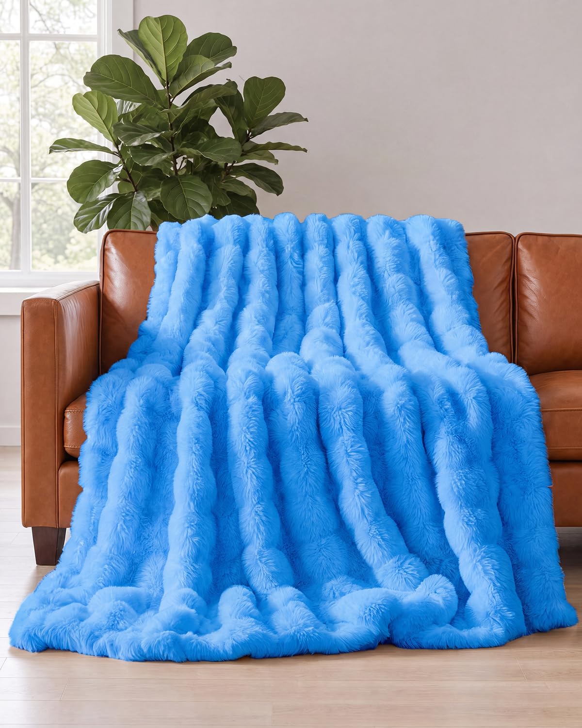 Faux Fur Bubble Throw Blanket, 50 x 60 Inch