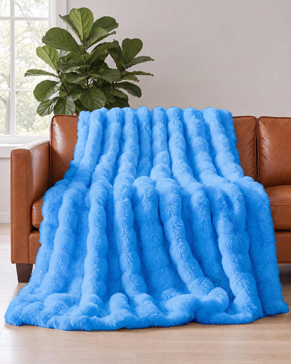 Faux Fur Bubble Throw Blanket, 50 x 60 Inch