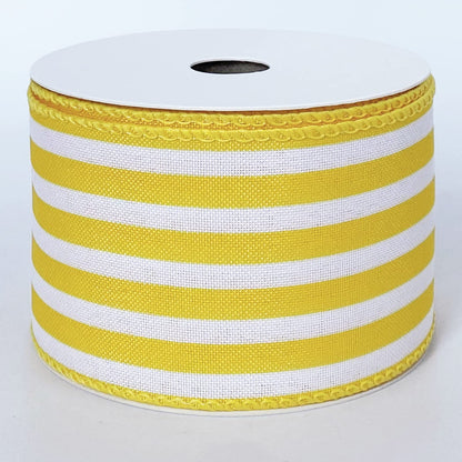 Royal Blue and White Striped Wired Ribbon, 2.5 Inch
