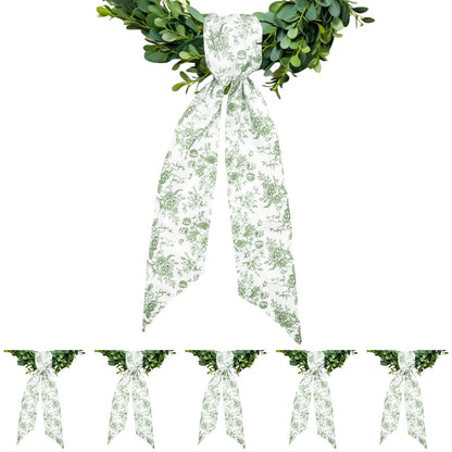 Blue Chinoiserie Floral Wreath Sash, Set of 2