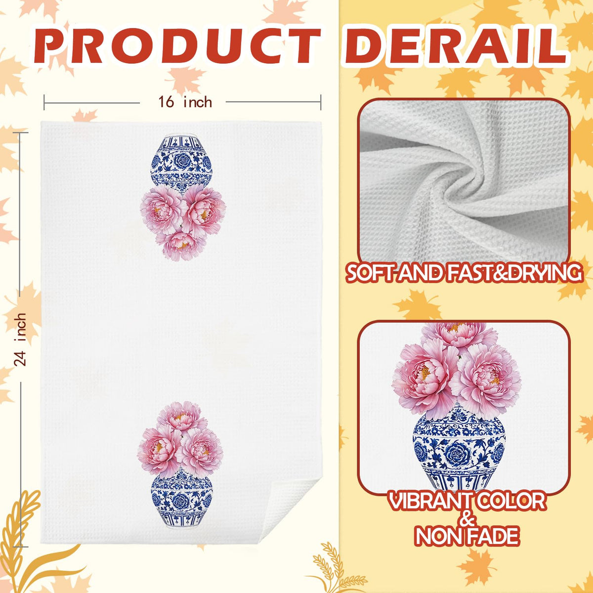 Blue Chinoiserie Kitchen Towel, 16 x 24 Inch