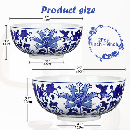 Blue and White Chinoiserie Bowl Planter, 9 Inch