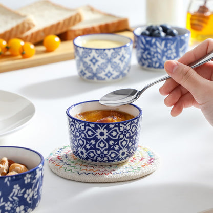 Floral Ceramic Ramekins, Set of 6