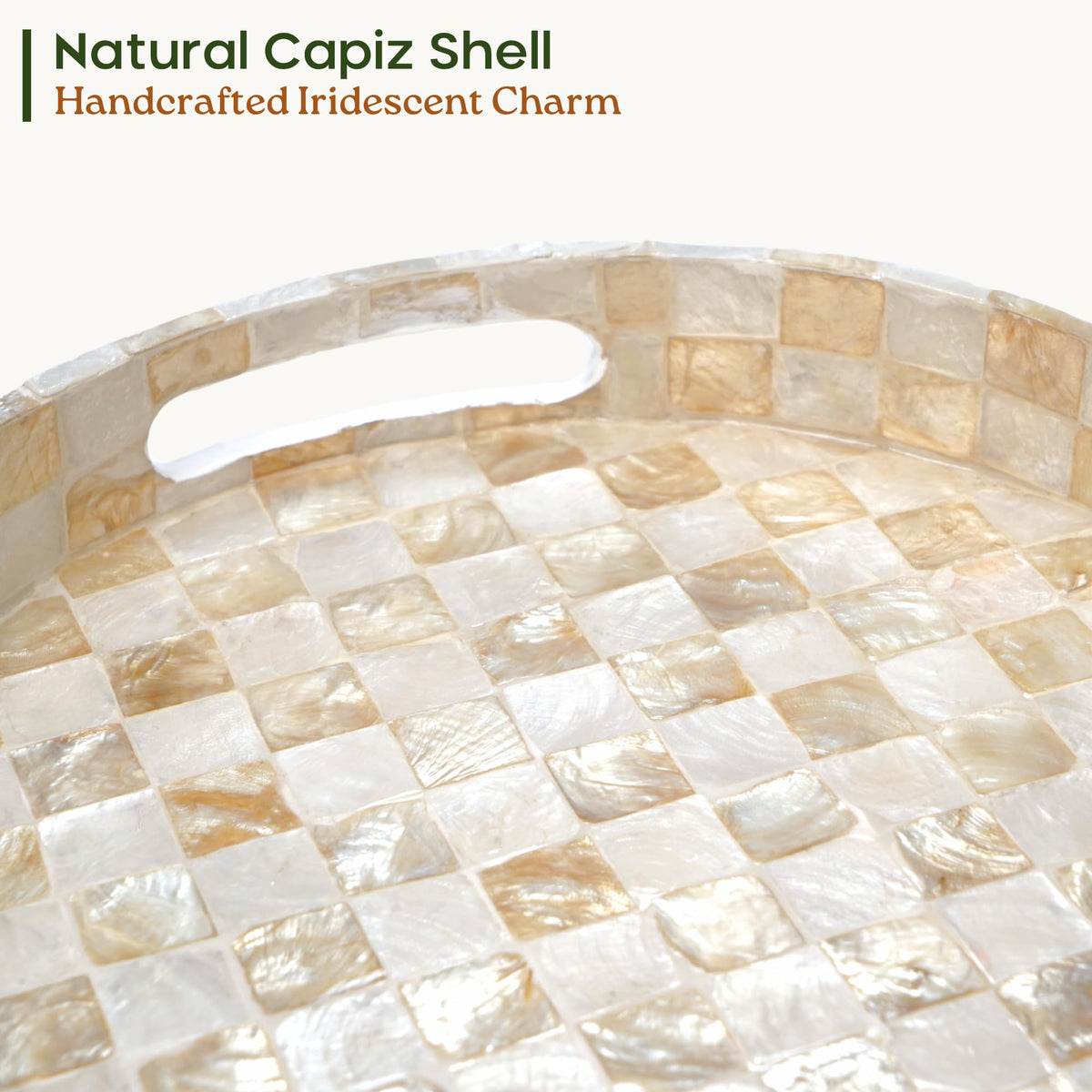 Capiz Shell Decorative Serving Tray, Navy Blue