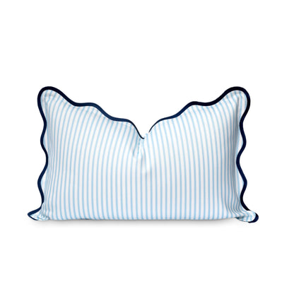 Navy Greek Key Outdoor Lumbar Pillow Cover, 12x20