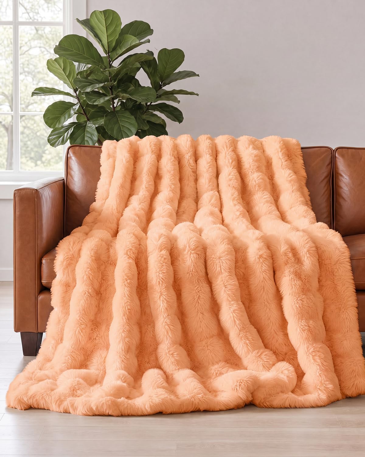 Faux Fur Bubble Throw Blanket, 50 x 60 Inch