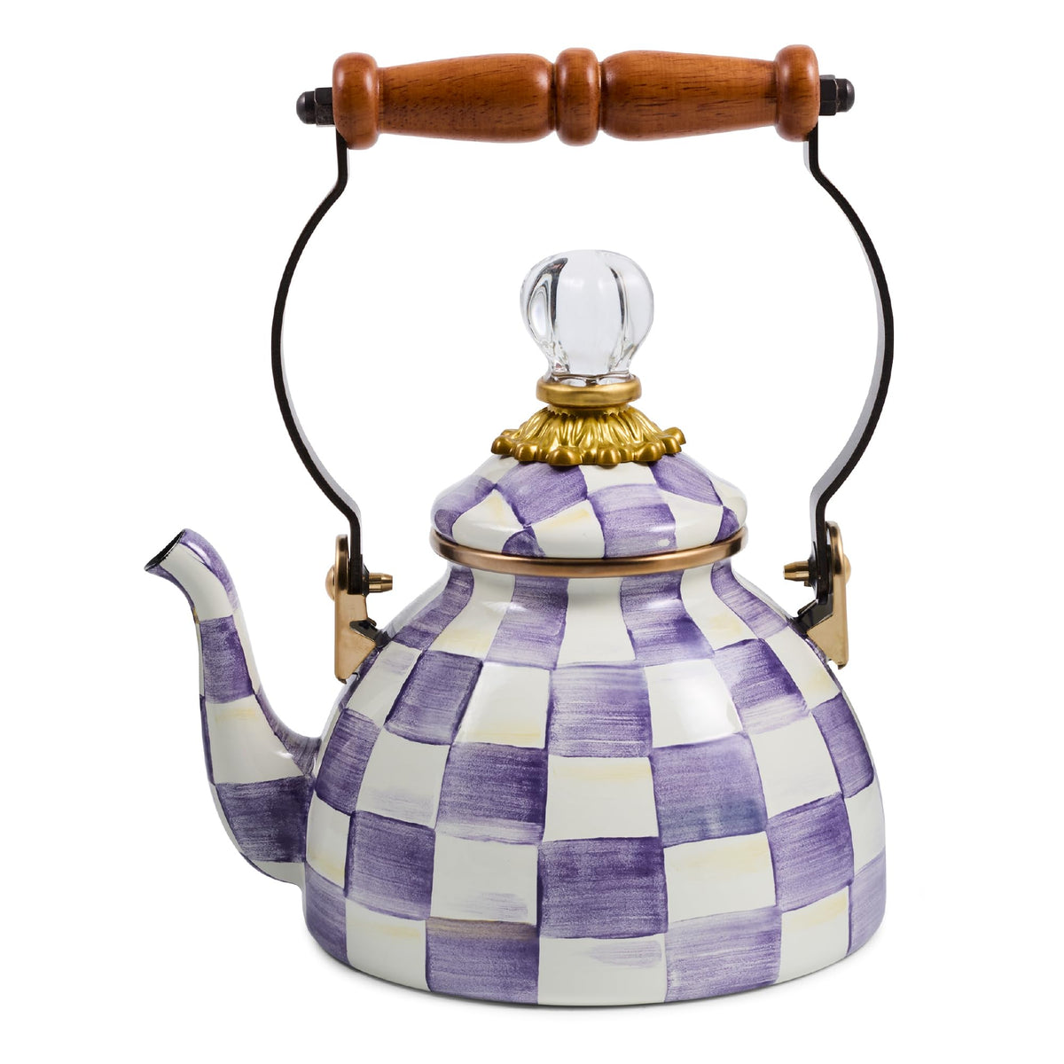 MacKenzie-Childs Enamel Tea Kettle, Royal Check