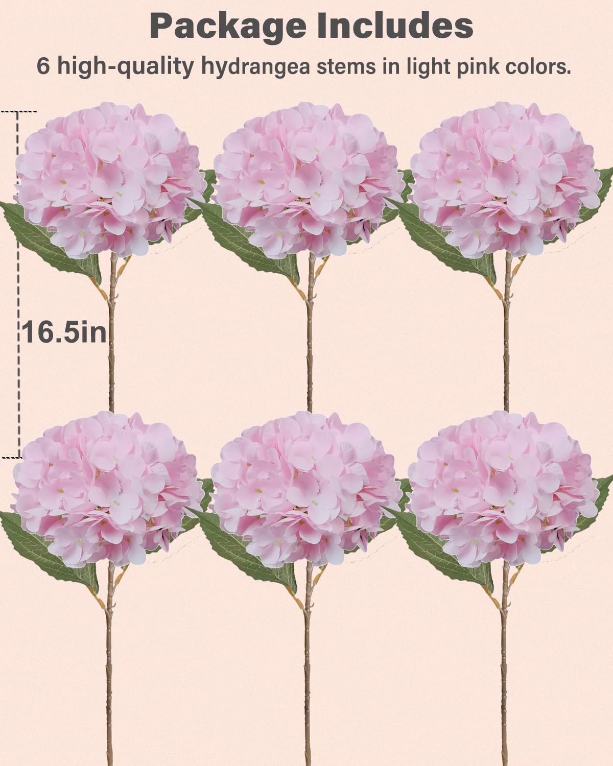 Blue Hydrangea Faux Flowers, 6 Stems