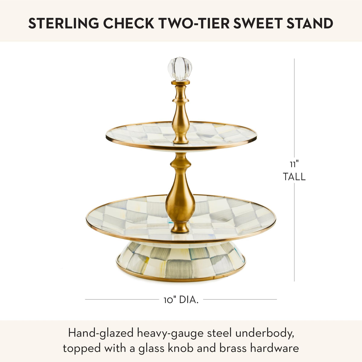 MacKenzie-Childs Two-Tier Sweet Stand, Royal Check