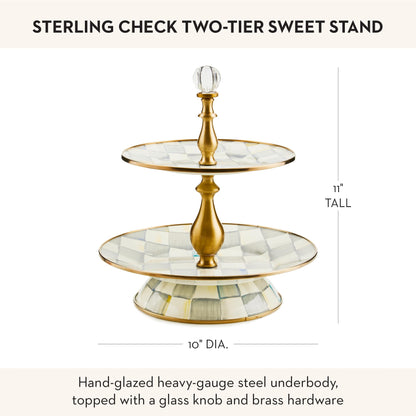 MacKenzie-Childs Two-Tier Sweet Stand, Royal Check