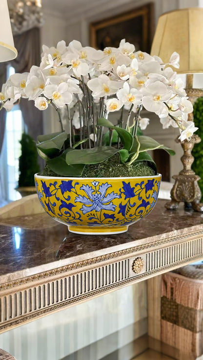 Blue and White Chinoiserie Bowl Planter, 9 Inch