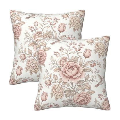Blue and White Chinoiserie Floral Pillow Covers, Set of 2