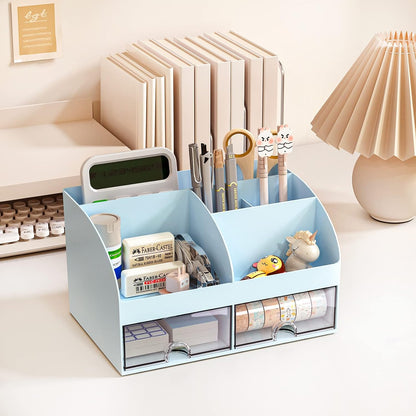 Blue Desk Organizer with 2 Drawers