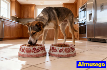 Hand-Painted Blue and White Ceramic Pet Bowl