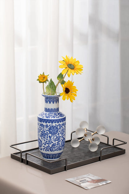 GaLouRo Blue and White Ginger Jar Vase, 9 to 10 Inch