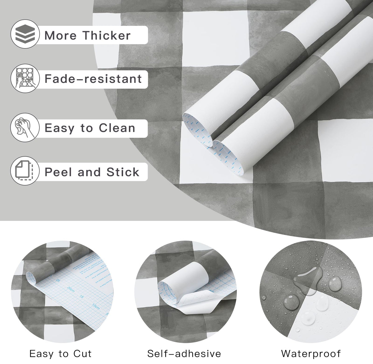 Blue Gingham Peel and Stick Wallpaper