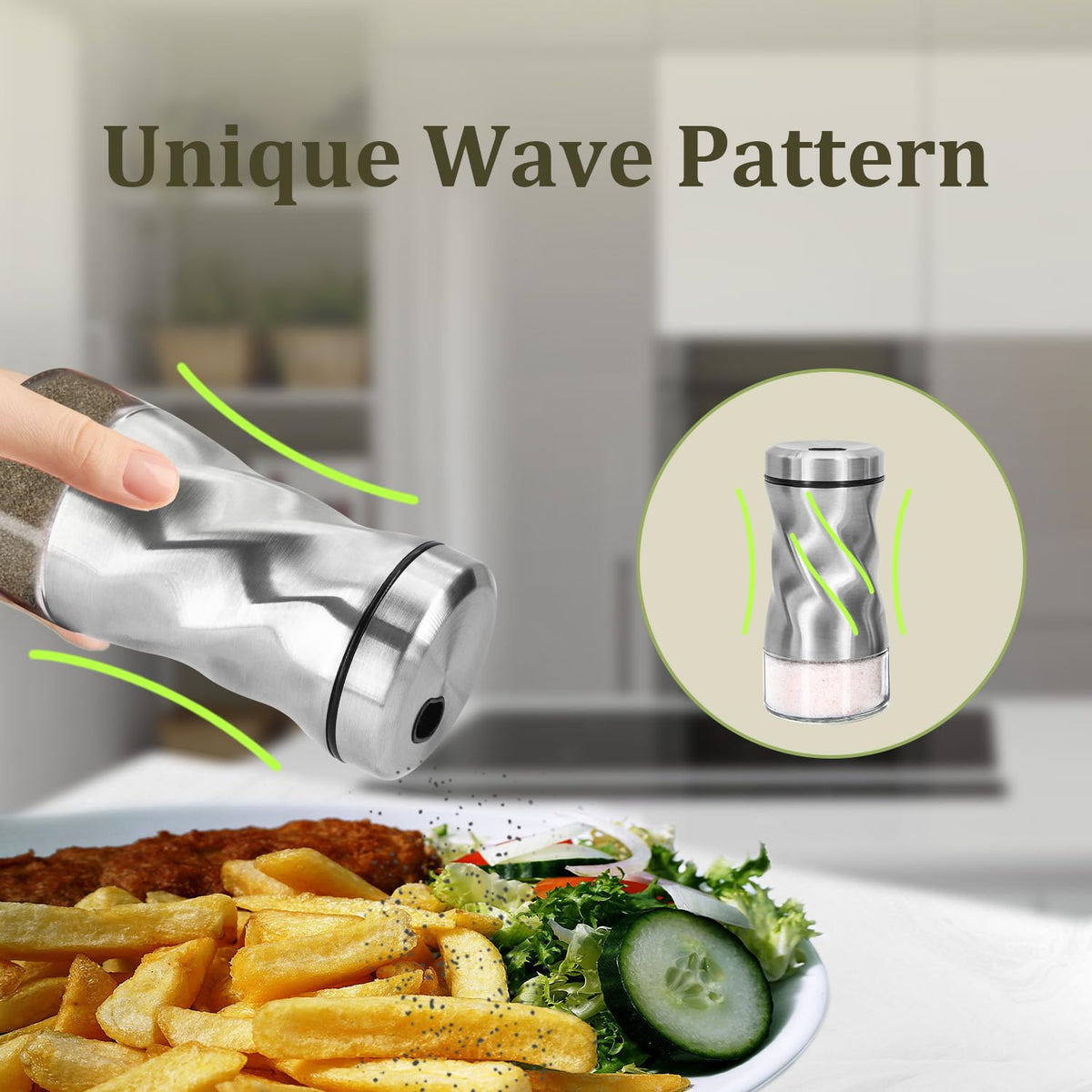 Glass Salt and Pepper Shakers, Adjustable, 4 oz, Set of 2
