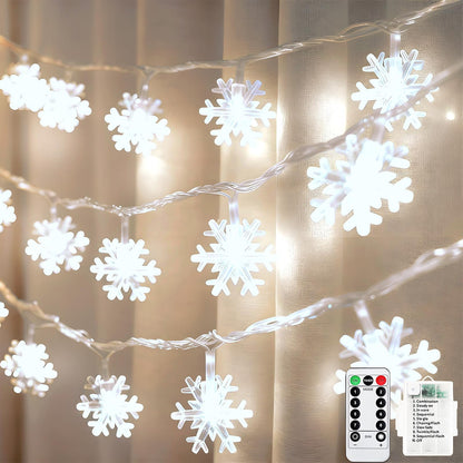 Blue Snowflake String Lights, 20 ft