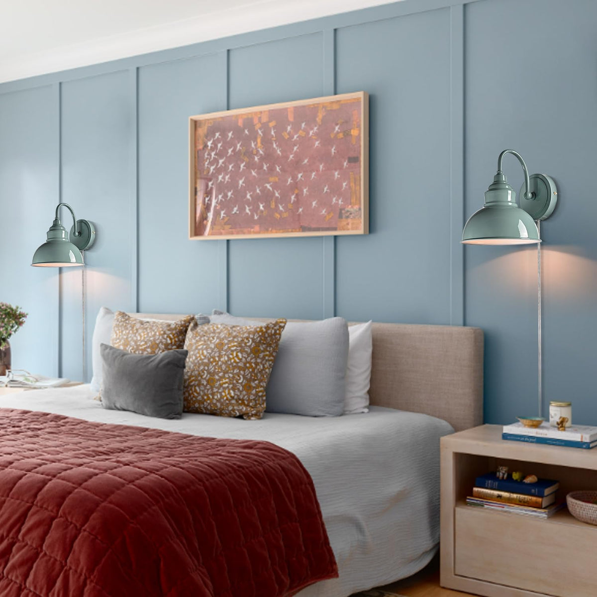 Blue Mini Gooseneck Wall Sconce
