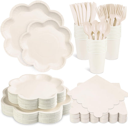Blue and White Paper Tableware Set, Serves 50