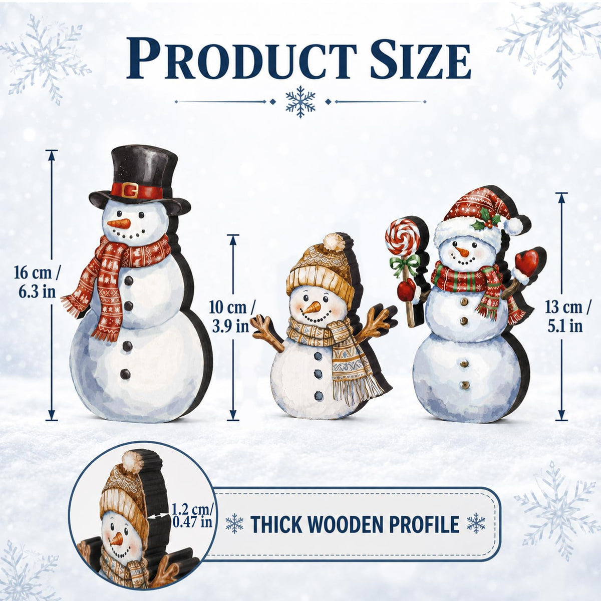 Chinoiserie Wooden Snowmen, Set of 3