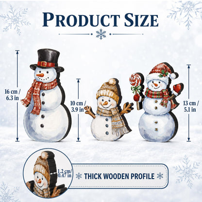 Chinoiserie Wooden Snowmen, Set of 3