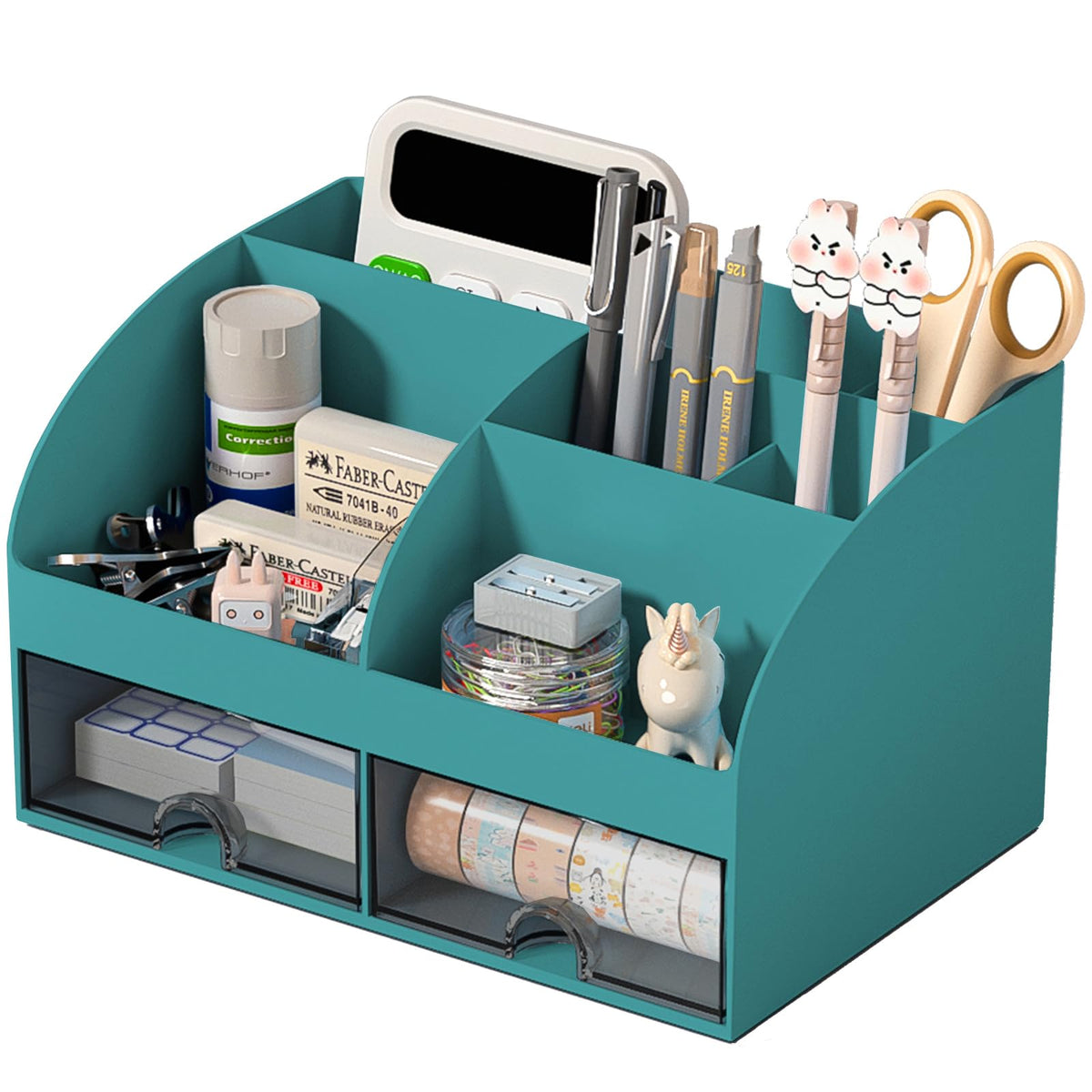 Blue Desk Organizer with 2 Drawers